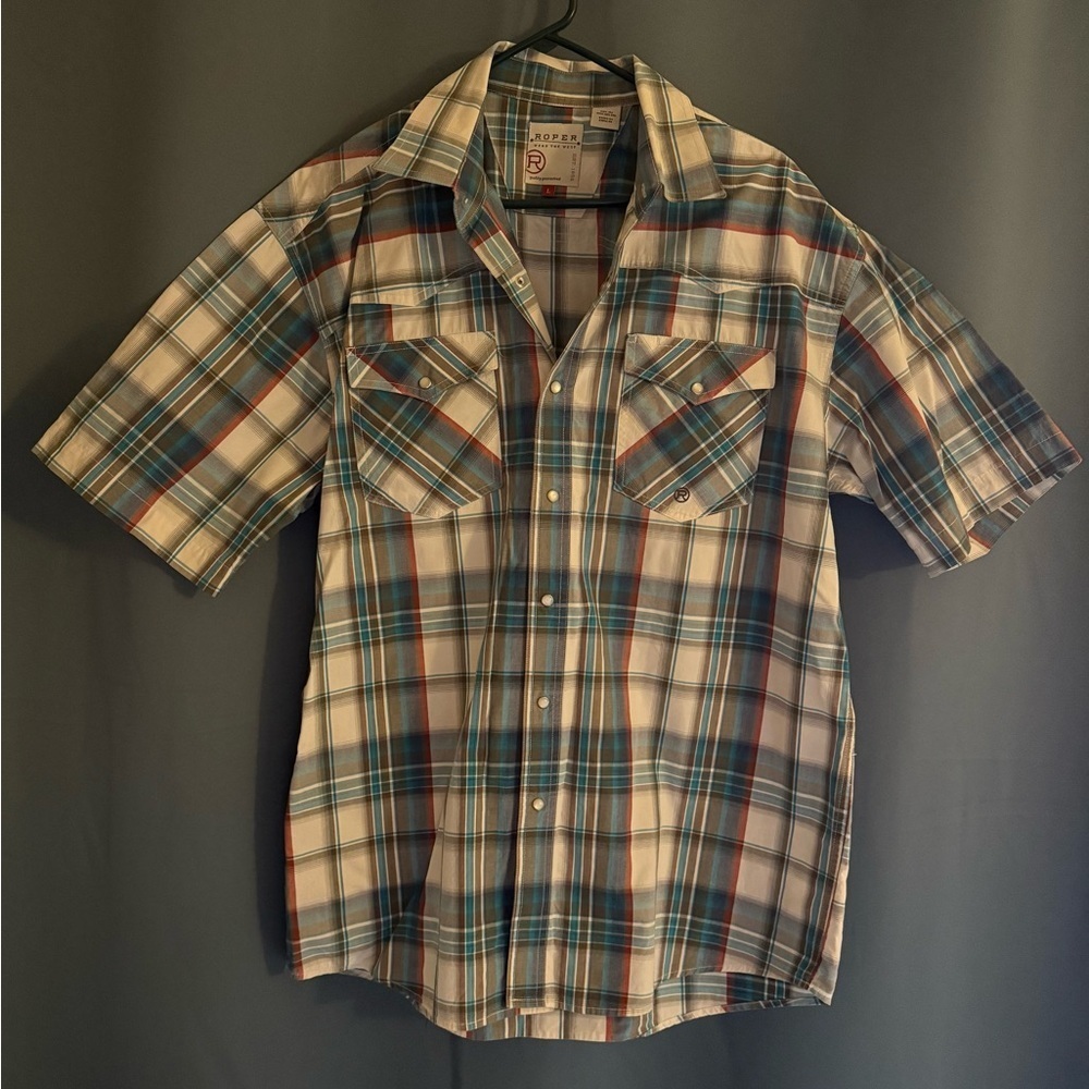 Roper - Vintage-Inspired Western Work Shirt – Men’s Large - Plaid - Picture 1 of 4